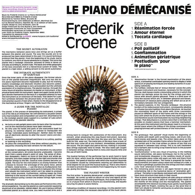 Frederik Croene - Le piano démécanisé